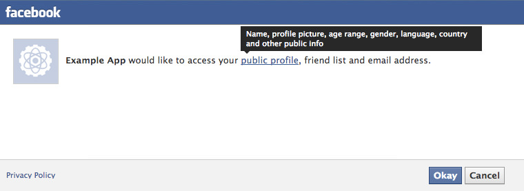 What information is collected via Facebook login