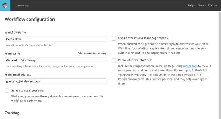 Set up Mailchimp automation step 2