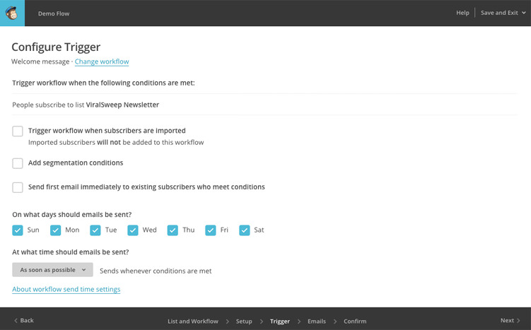 Set up Mailchimp automation step 3