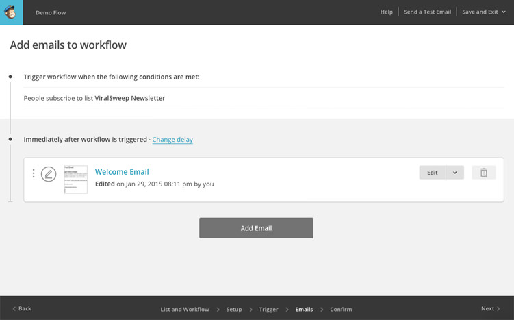 Set up Mailchimp automation step 5