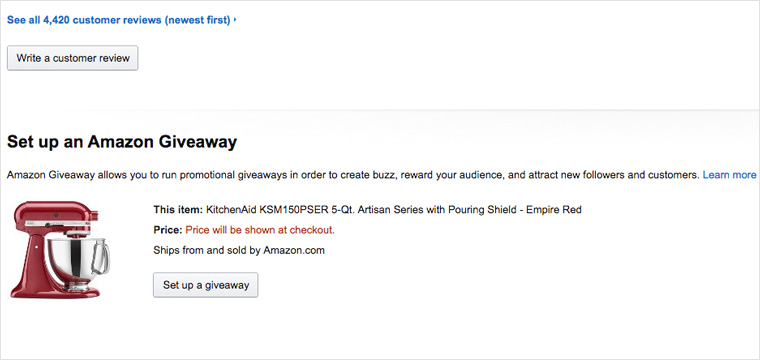 Set up an Amazon giveaway