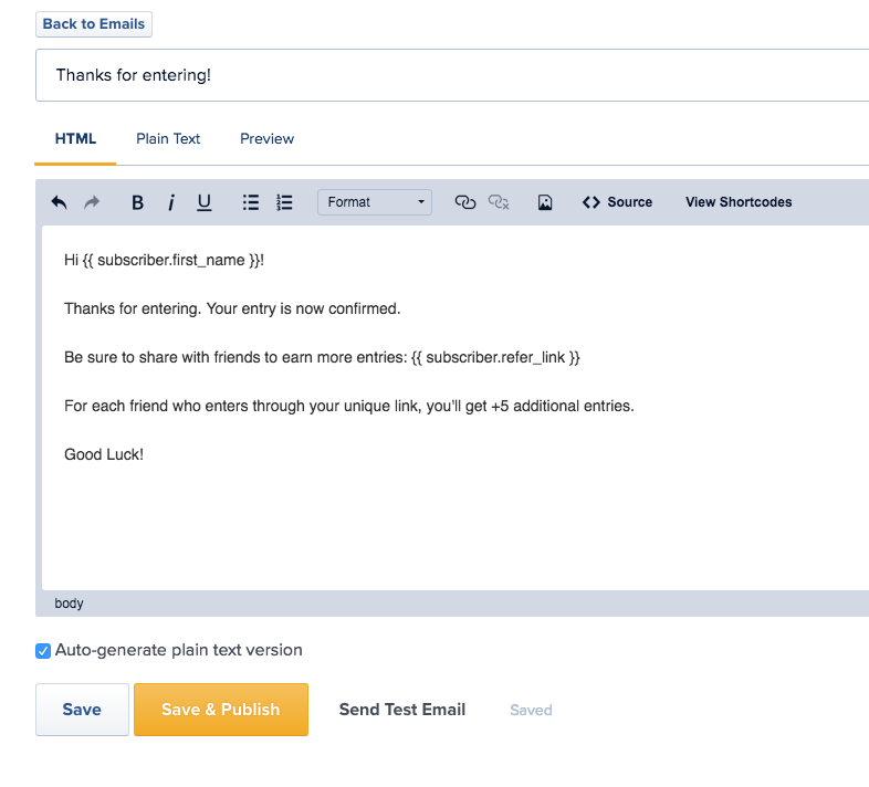 Automated email