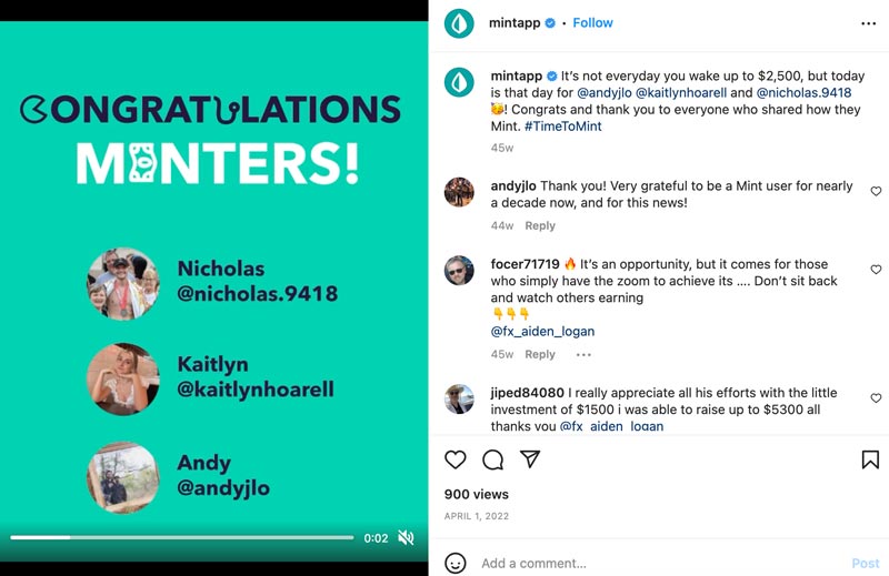instagram giveaway example