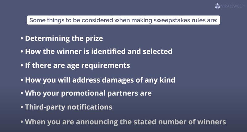 Considerations for making sweepstakes rules