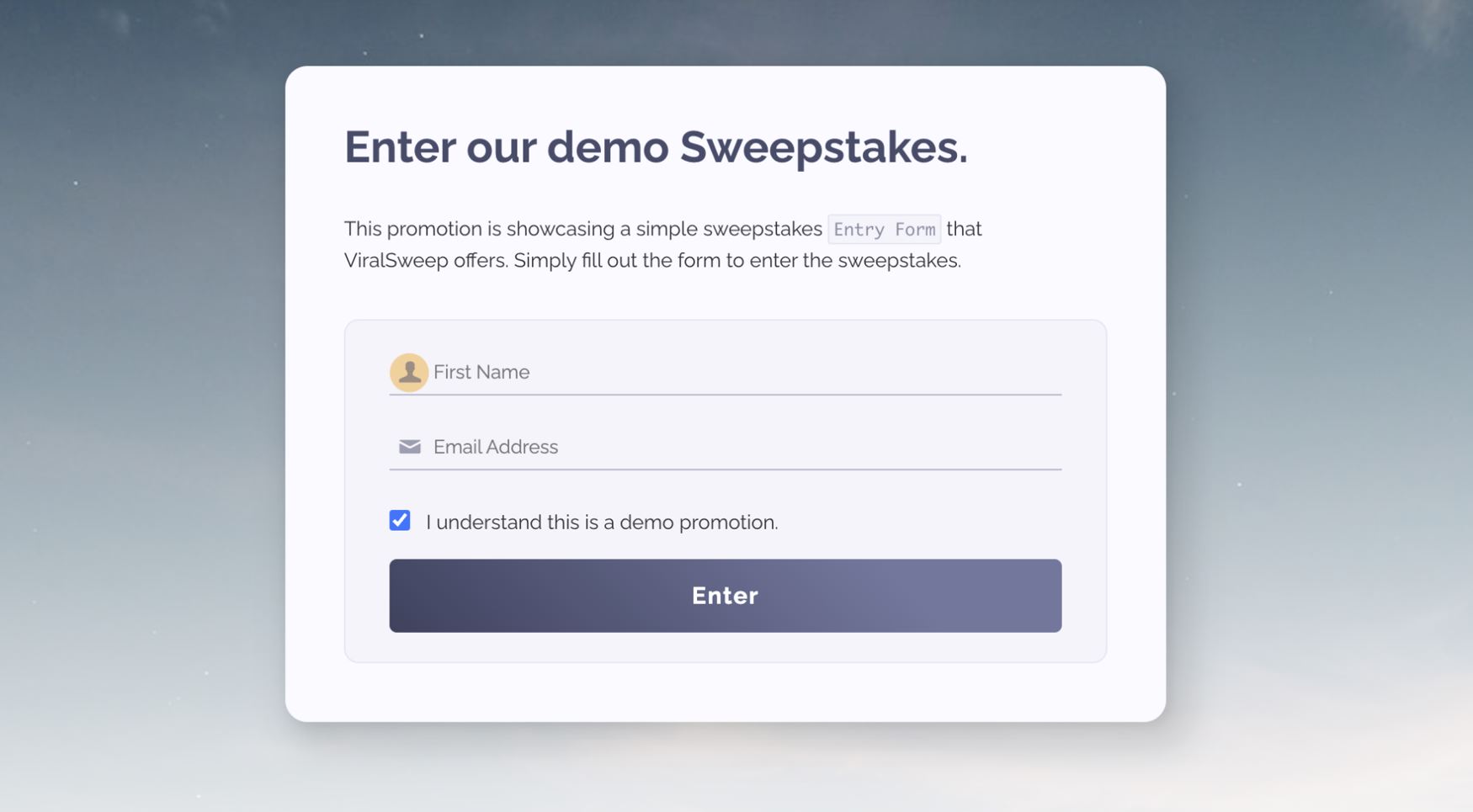 Demo sweepstakes