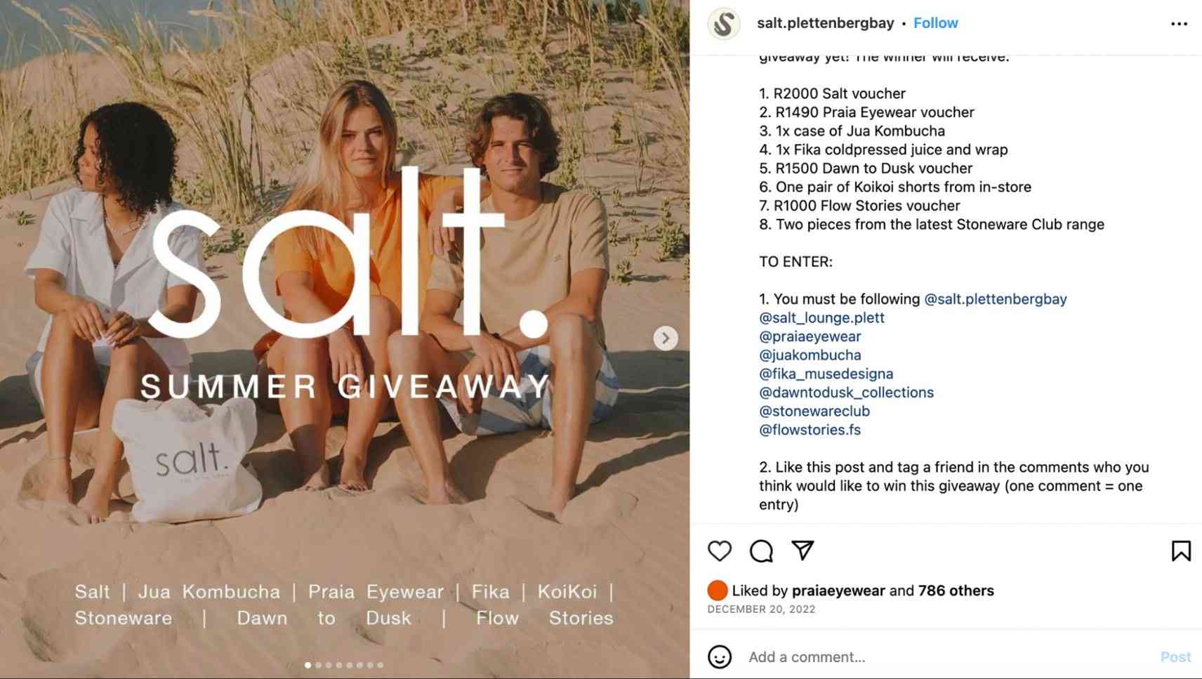 Example of an Instagram photo contest with brands partnering with other brands