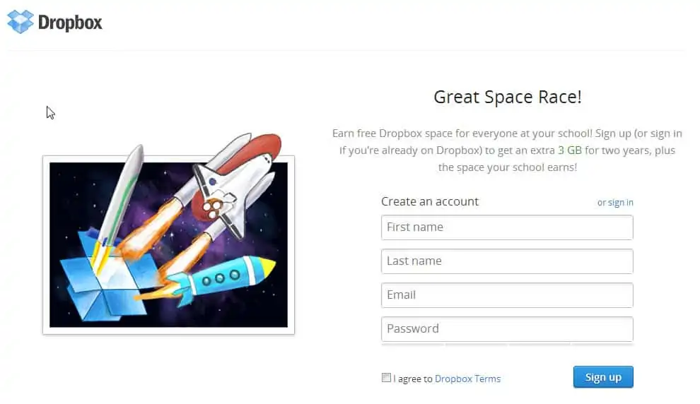 referral contest dropbox space race