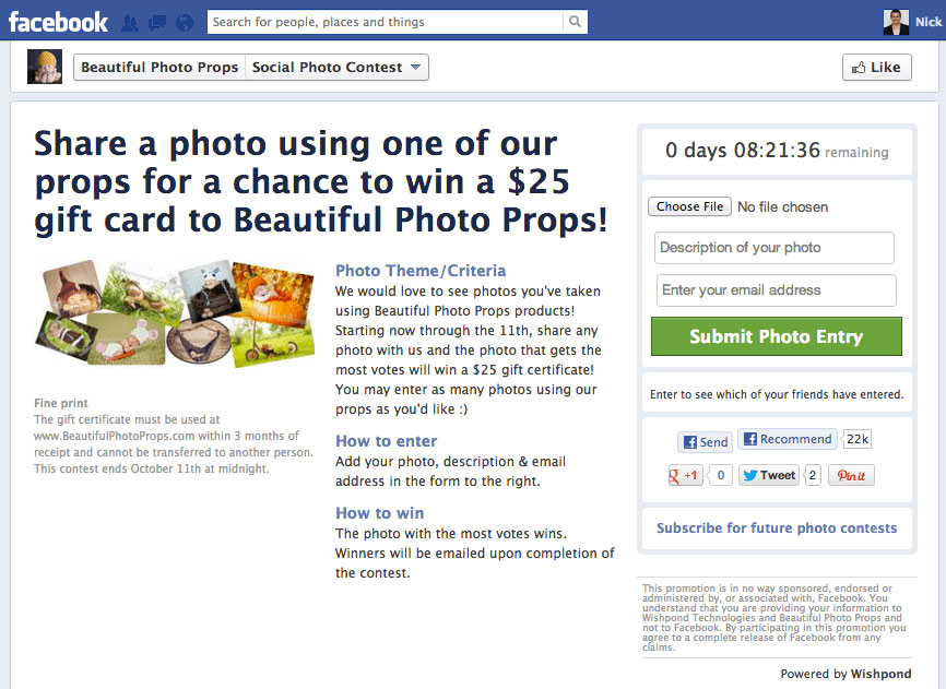 product use facebook contest