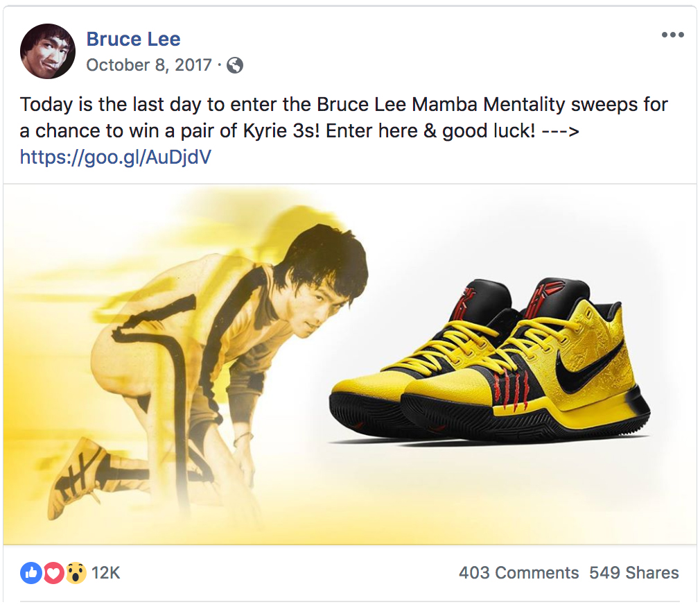 Bruce Lee Mamba Mentality Facebook Post