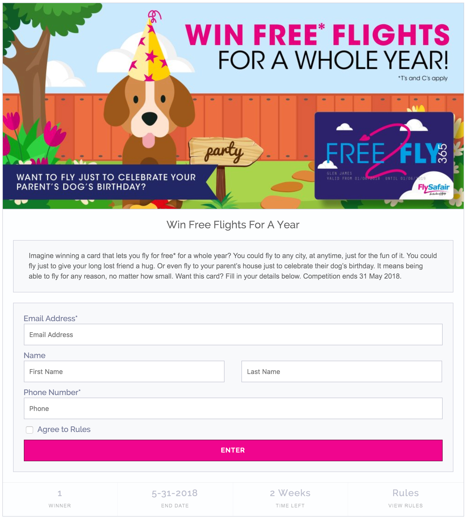 FlySafair Promotion Pre-Entry