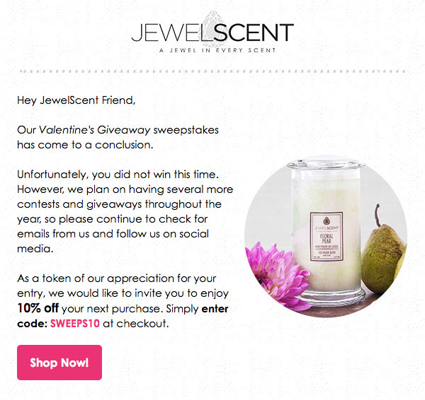 JewelScent Consolation Email